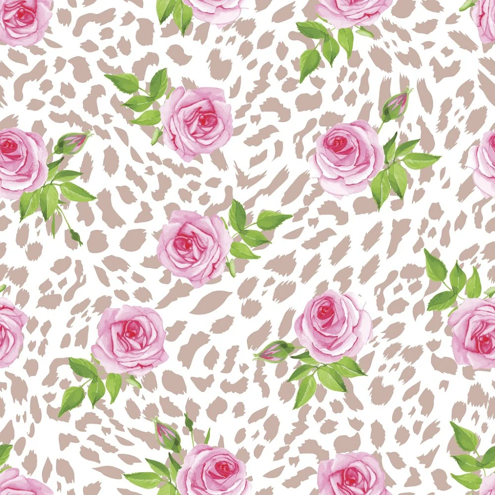 Roses on Leopard Skin Fabric