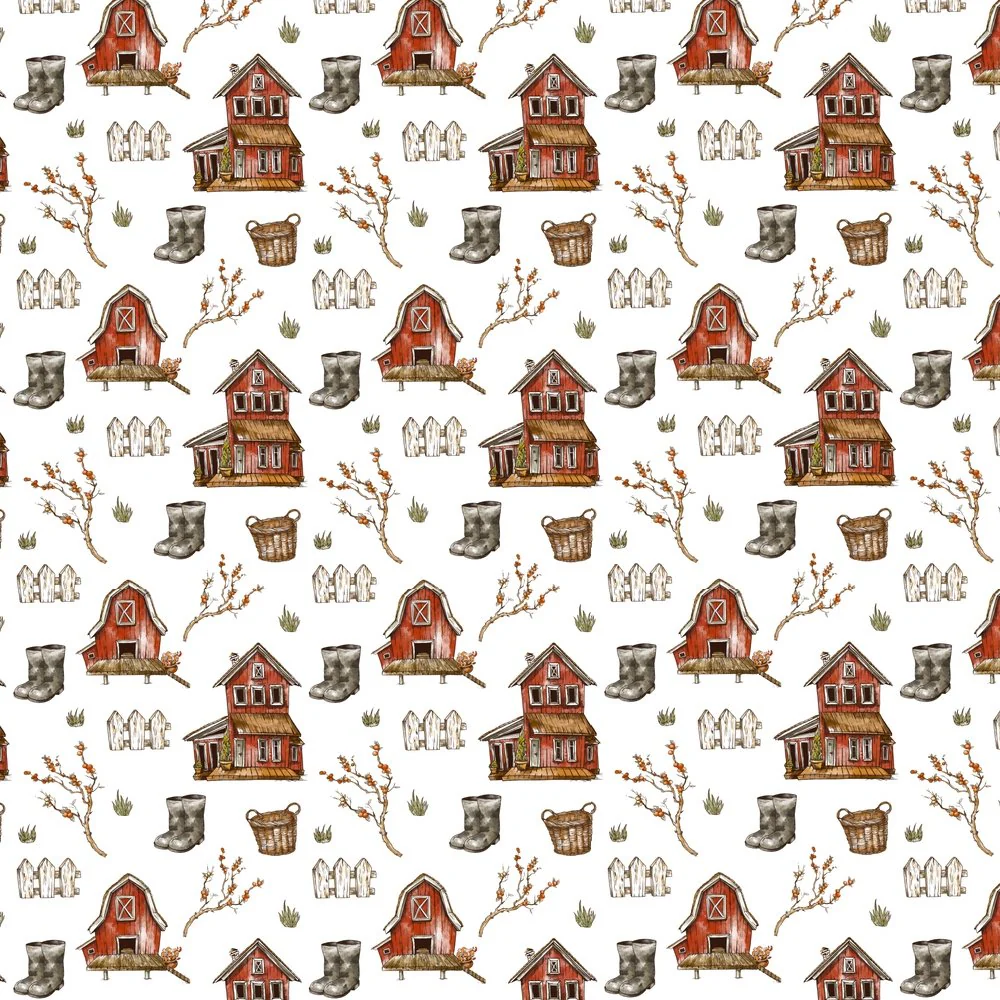 Rustic Farmhouse Fabric - White