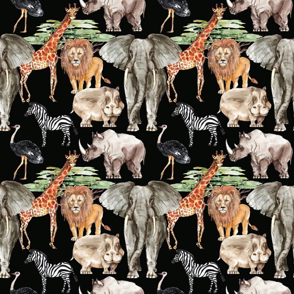 Safari Animal Fabric - Black