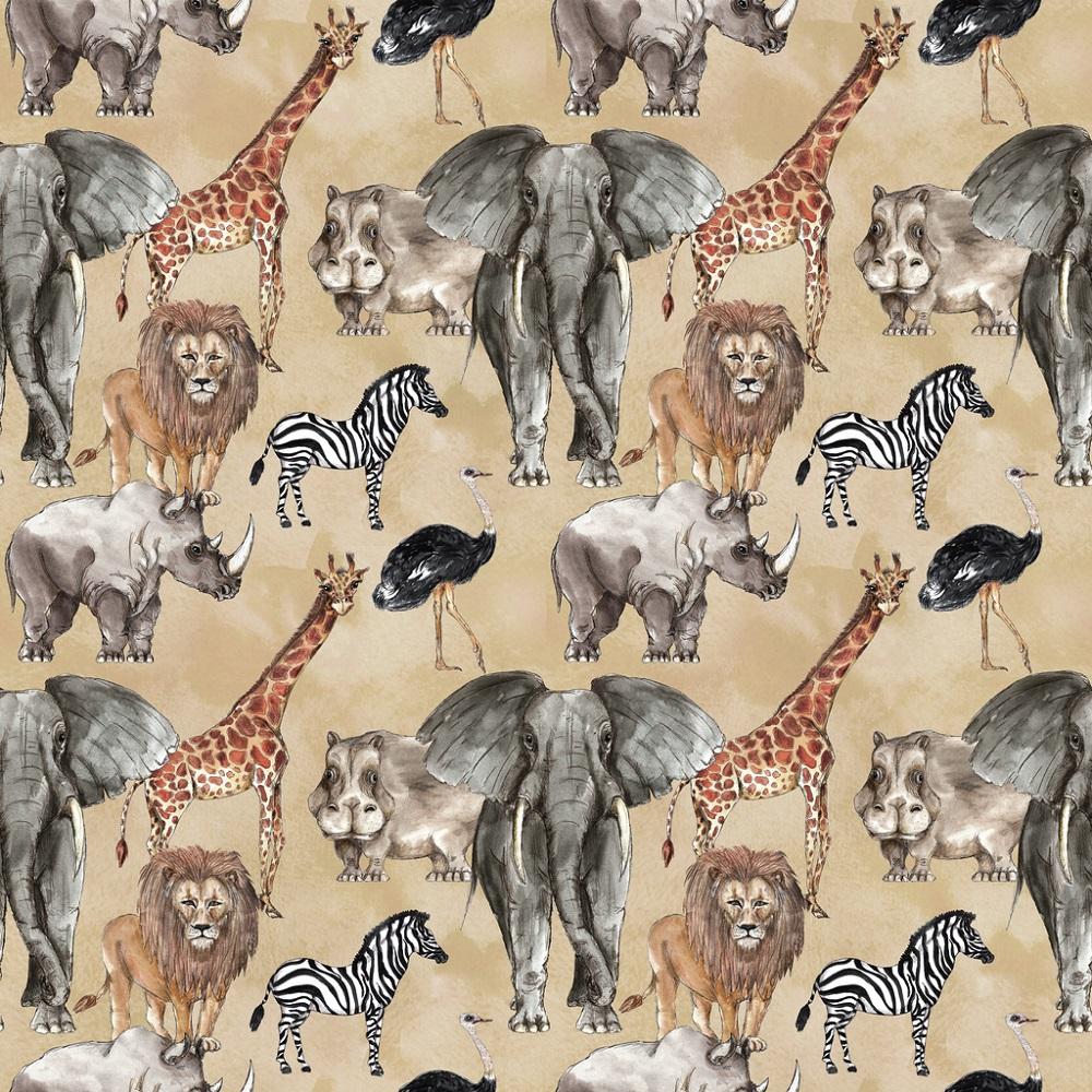 Safari Animal Fabric - Sand