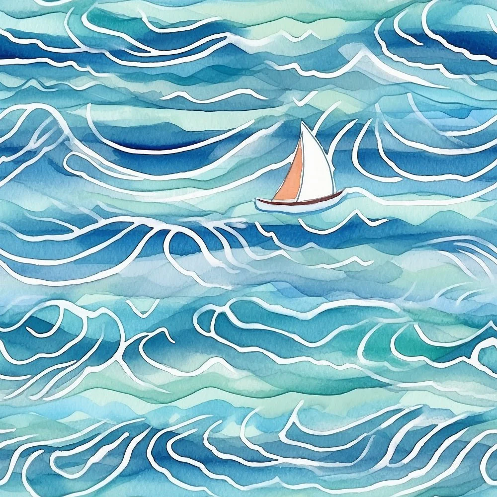 Sailboat on the Waves Fabric