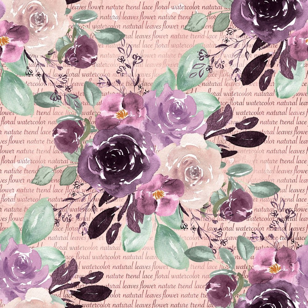Sangria Dreams Flowers on Text Fabric - Pink