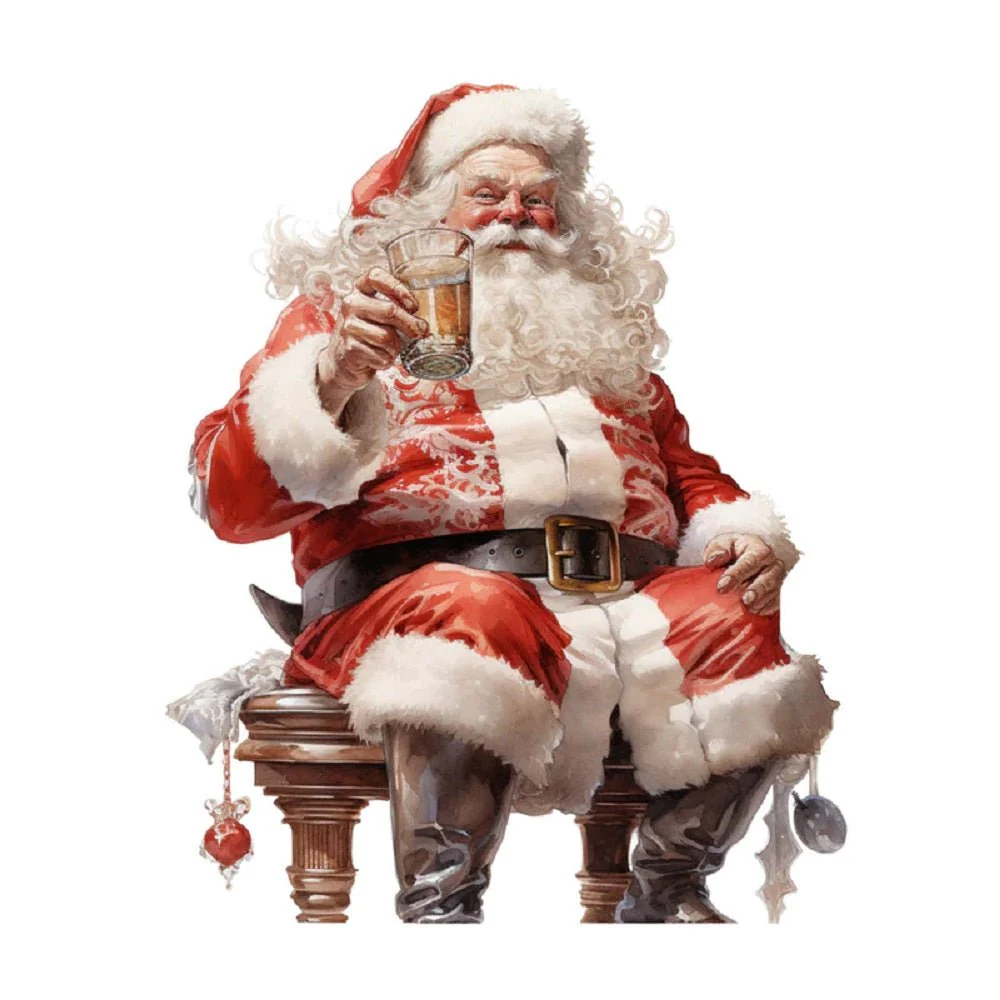 Santa Drinking Cider #2 Fabric Panel