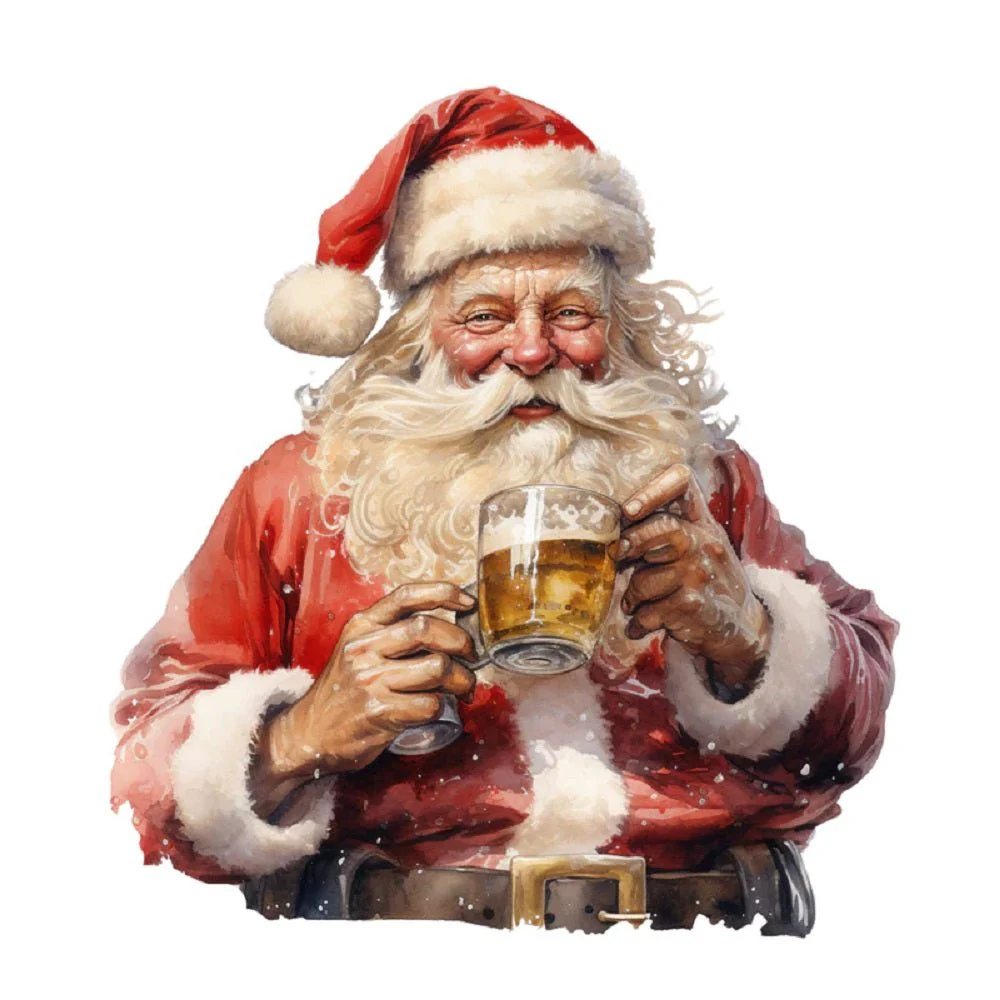 Santa Drinking Cider #4 Fabric Panel