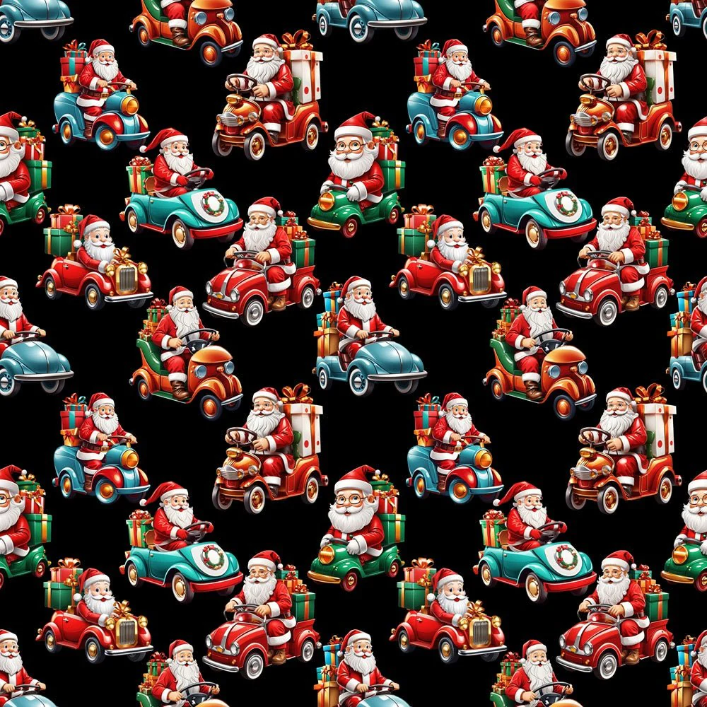 Santa Driving Car Fabric