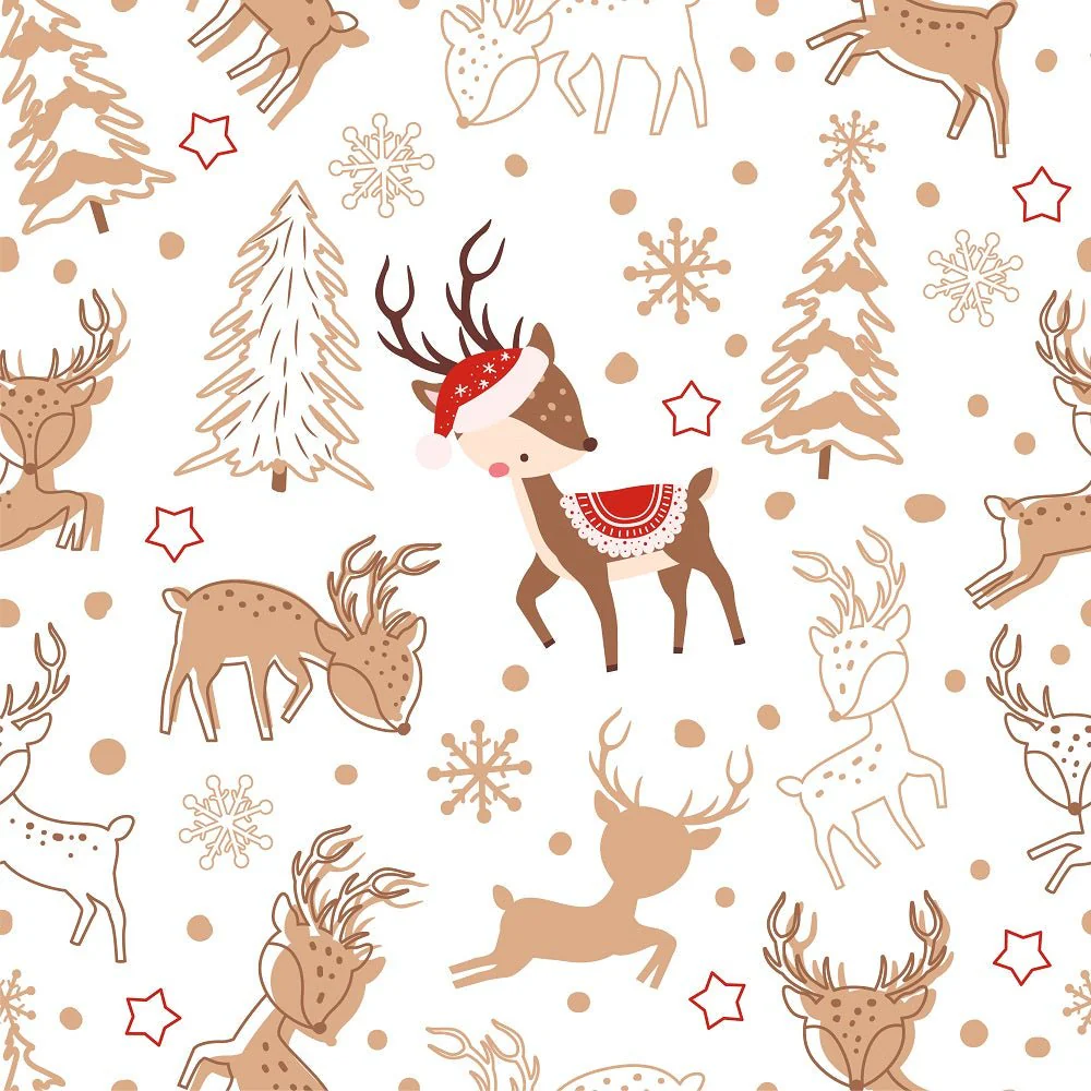 Santa's Cartoon Reindeer Pattern #3 Fabric