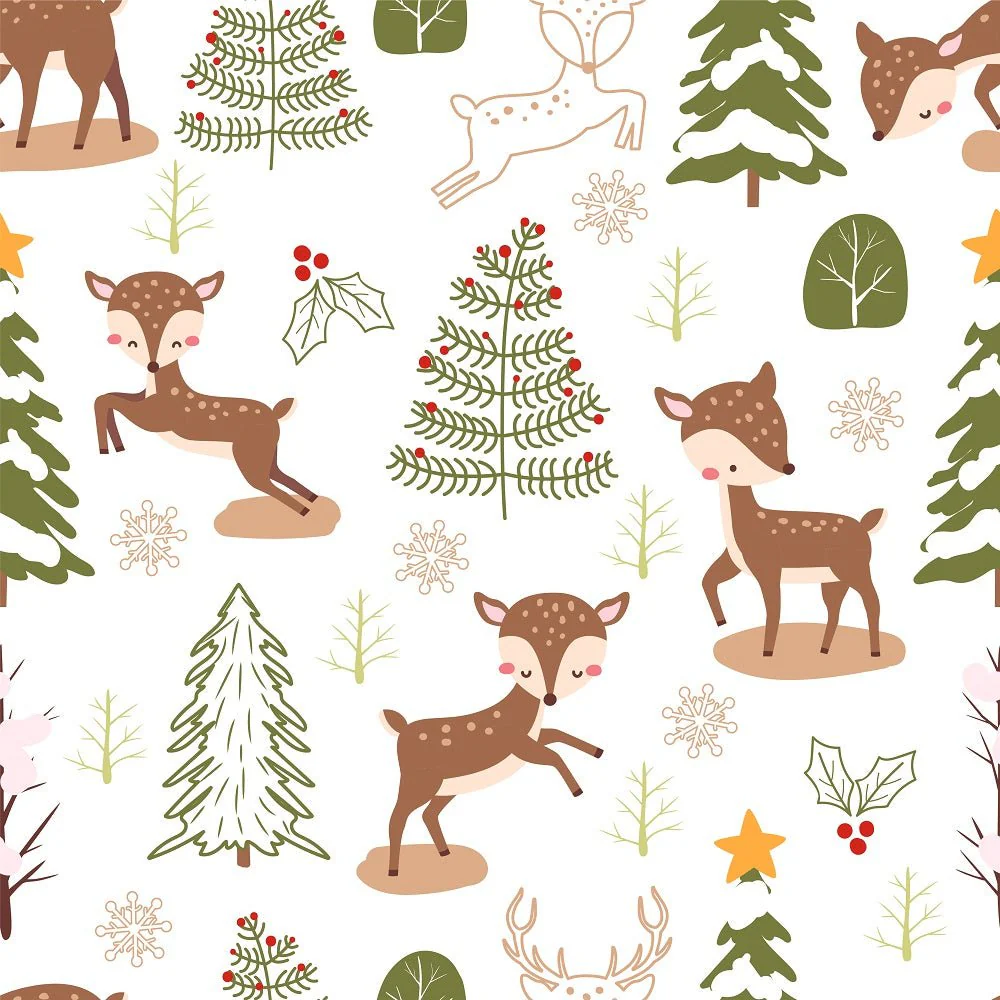 Santa's Cartoon Reindeer Pattern #6 Fabric