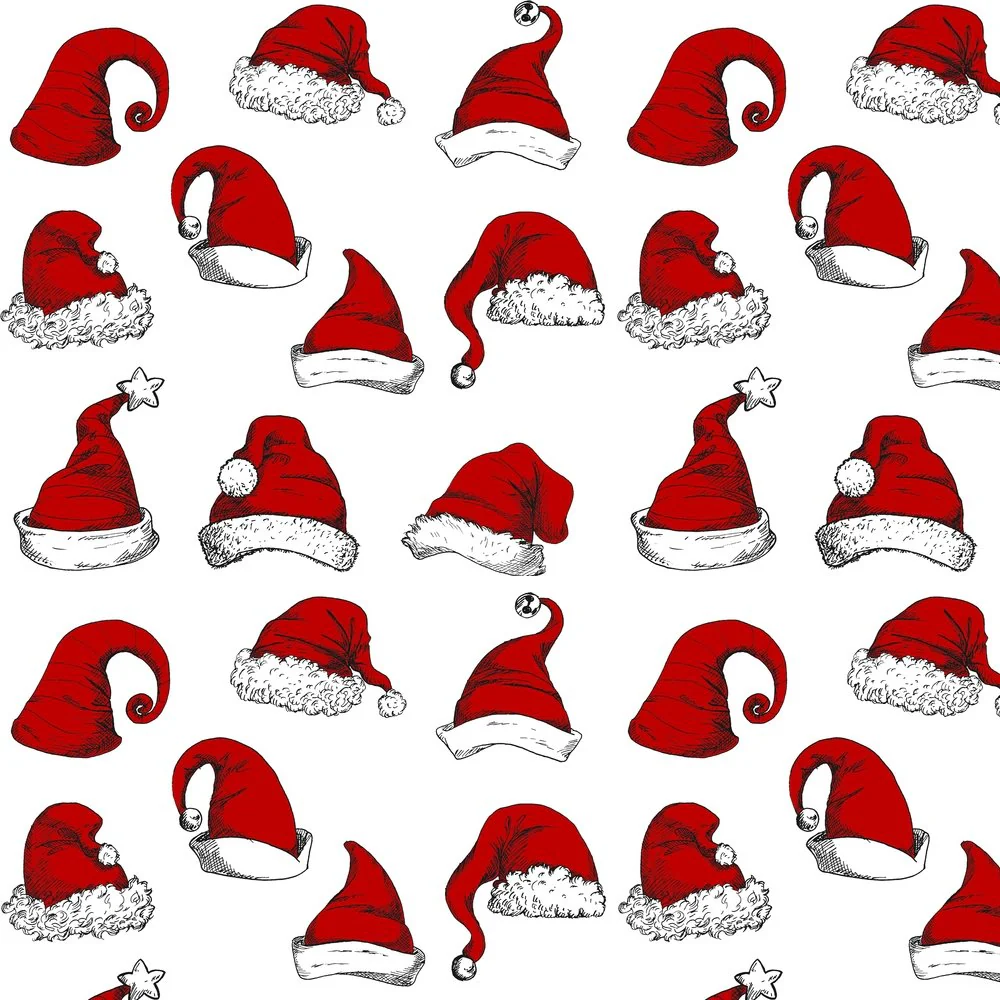 Santa's Christmas Hats Fabric - Red