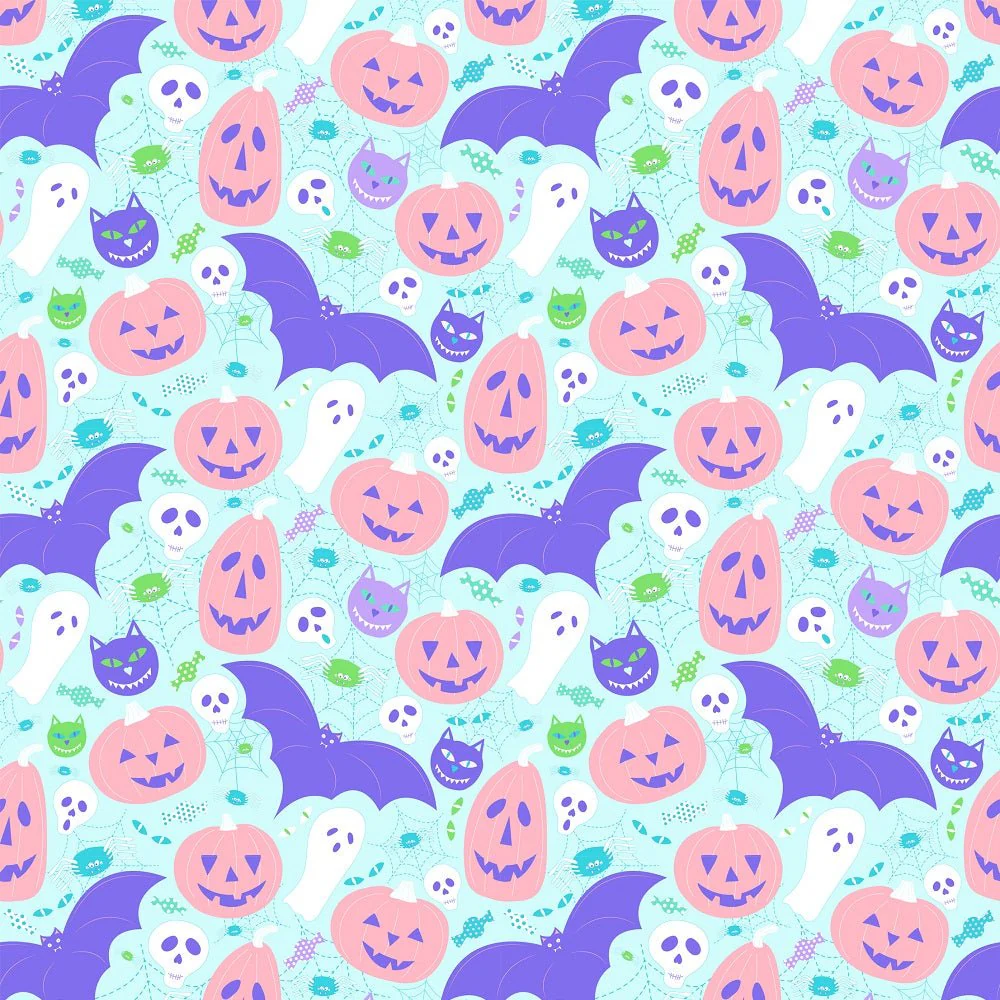 Scary Halloween Items Fabric - Pastel