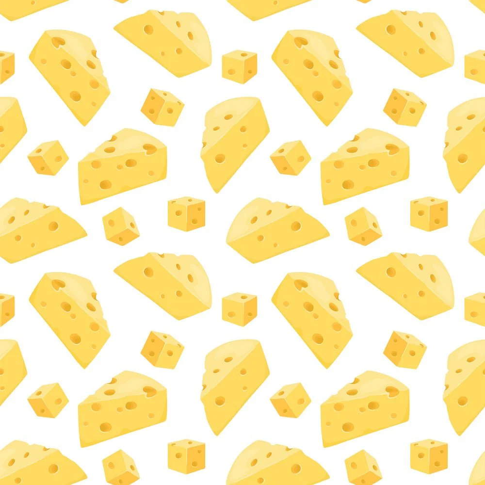 Scattered Cheese Fabric - White