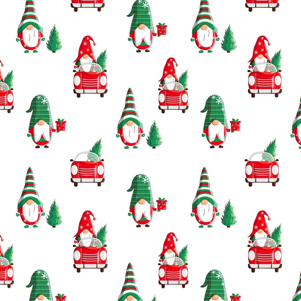 Scattered Holly Jolly Christmas Gnomes Fabric