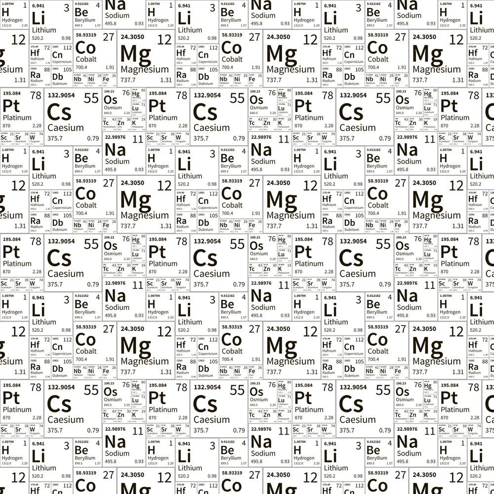 Scattered Periodic Table Fabric - White
