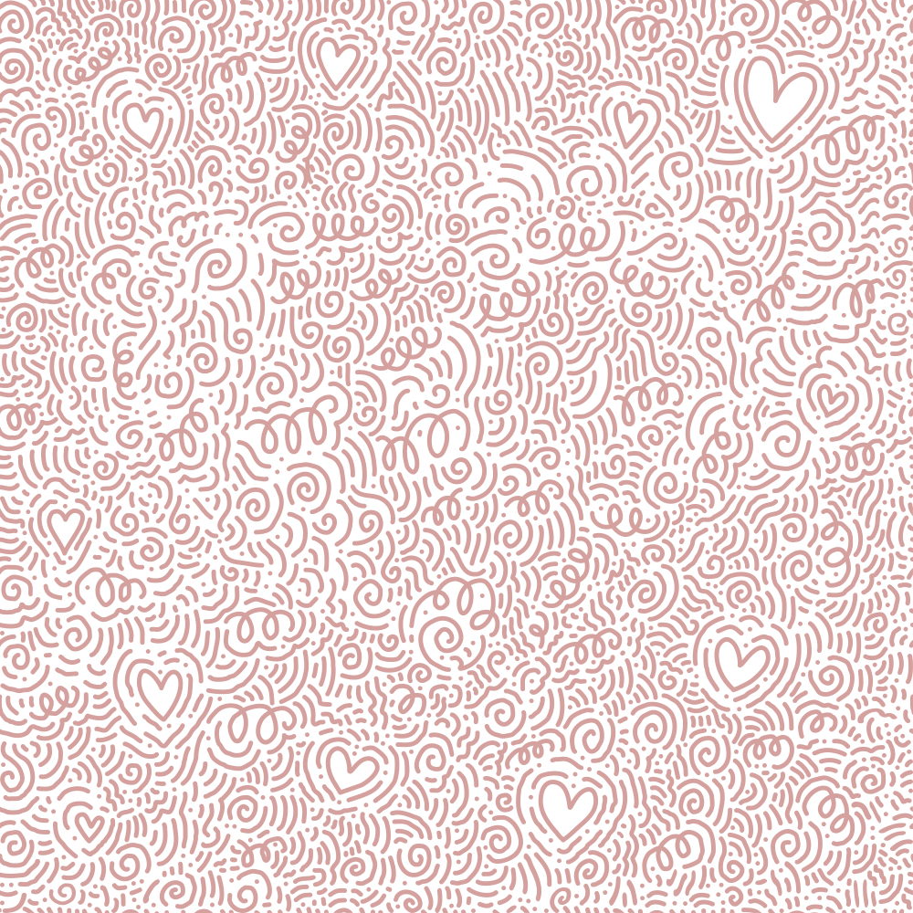 Scattered Swirls & Hearts Fabric - Rose Gold