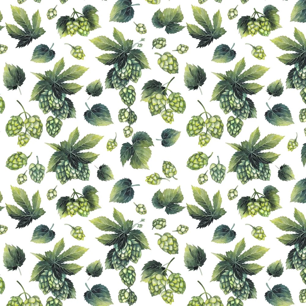 Scattered Watercolor Hops Fabric
