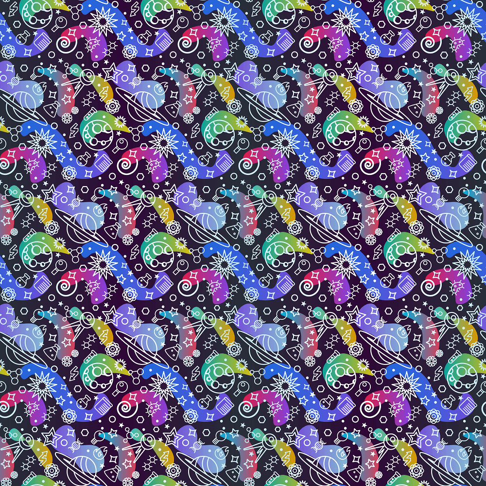 Science In Space Fabric - Black/Multi