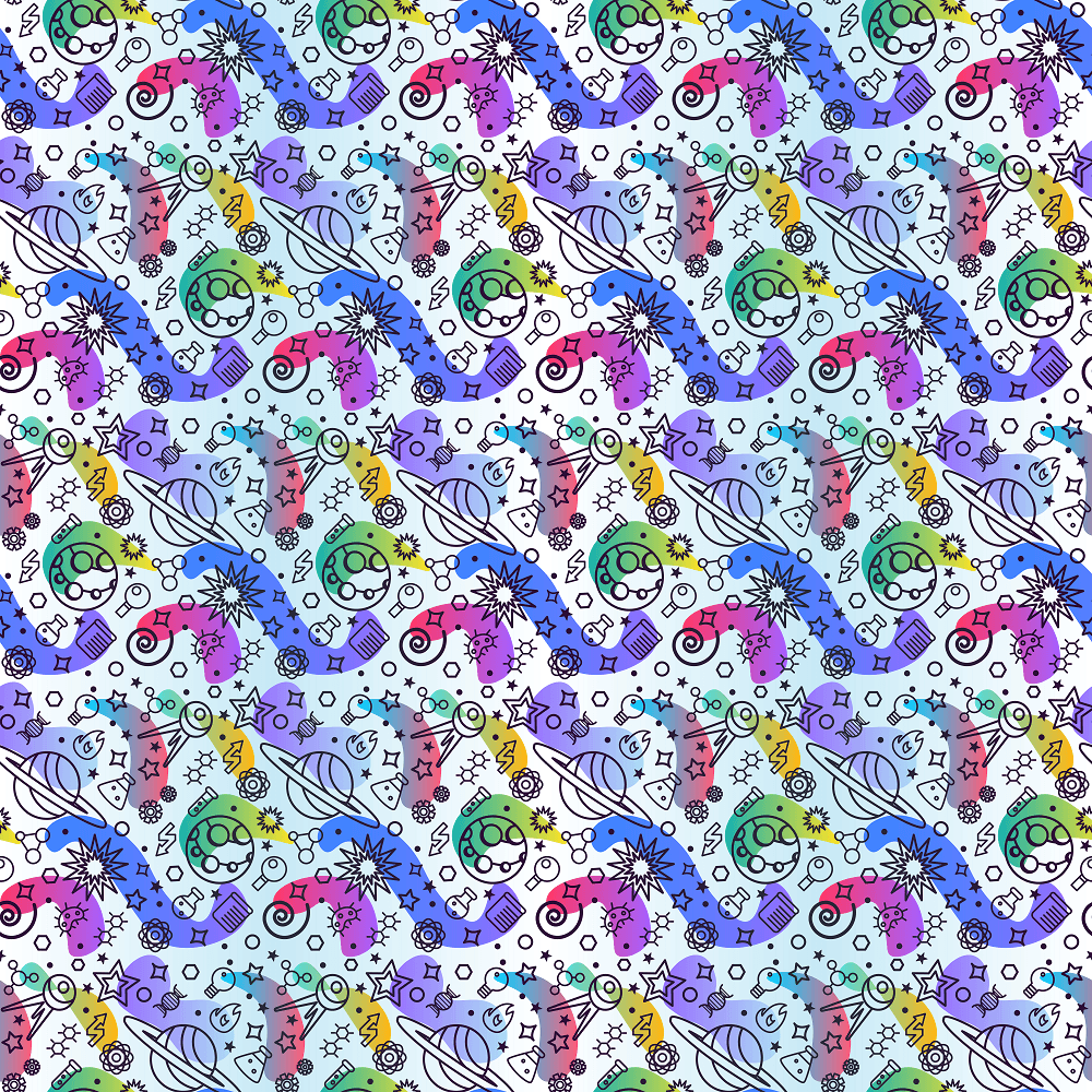 Science In Space Fabric - White/Multi