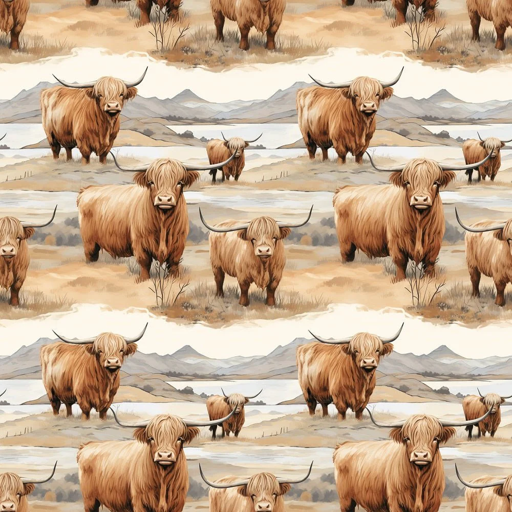 Scottish Highland Cows #1 Fabric