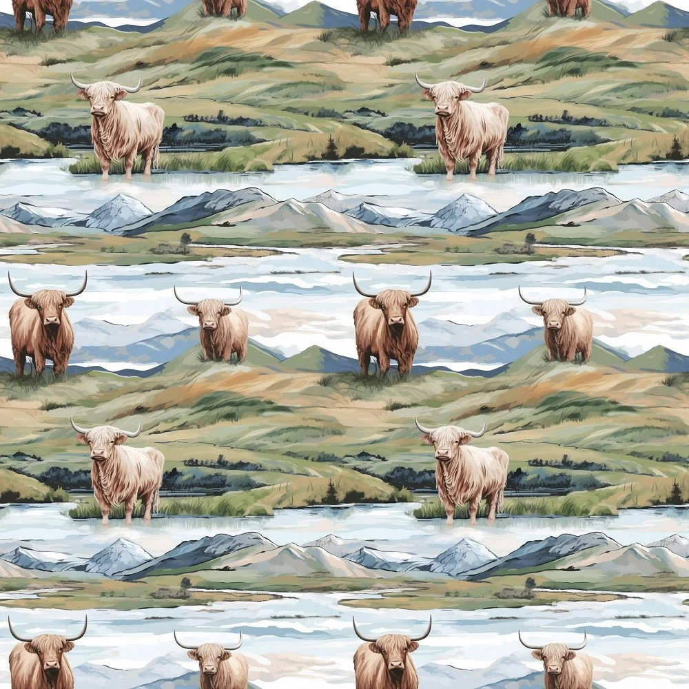 Scottish Highland Cows #13 Fabric