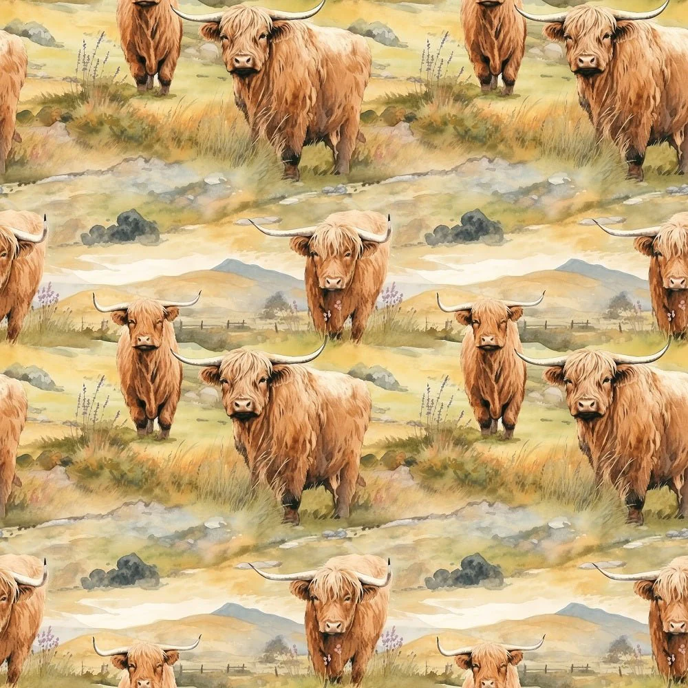 Scottish Highland Cows #5 Fabric