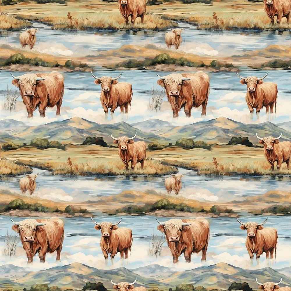 Scottish Highland Cows #9 Fabric