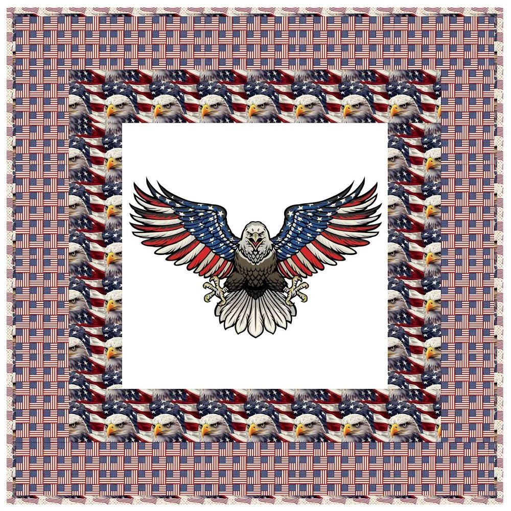 Screaming Eagle and Flag Wall Hanging 42" x 42"