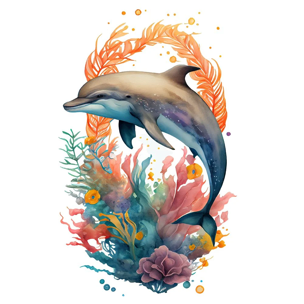 Sea Creatures Dolphin #2 Fabric Panel