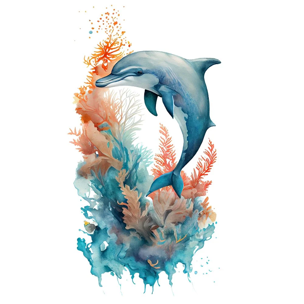 Sea Creatures Dolphin Fabric Panel