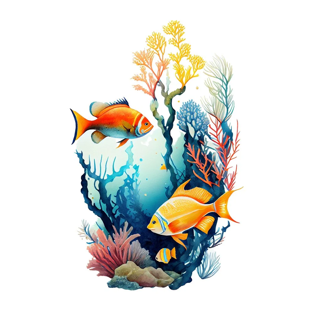 Sea Creatures Fish Fabric Panel