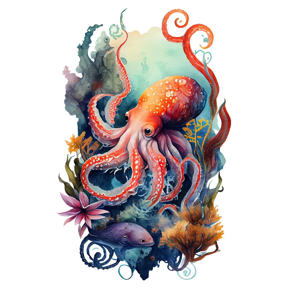 Sea Creatures Octopus Fabric Panel