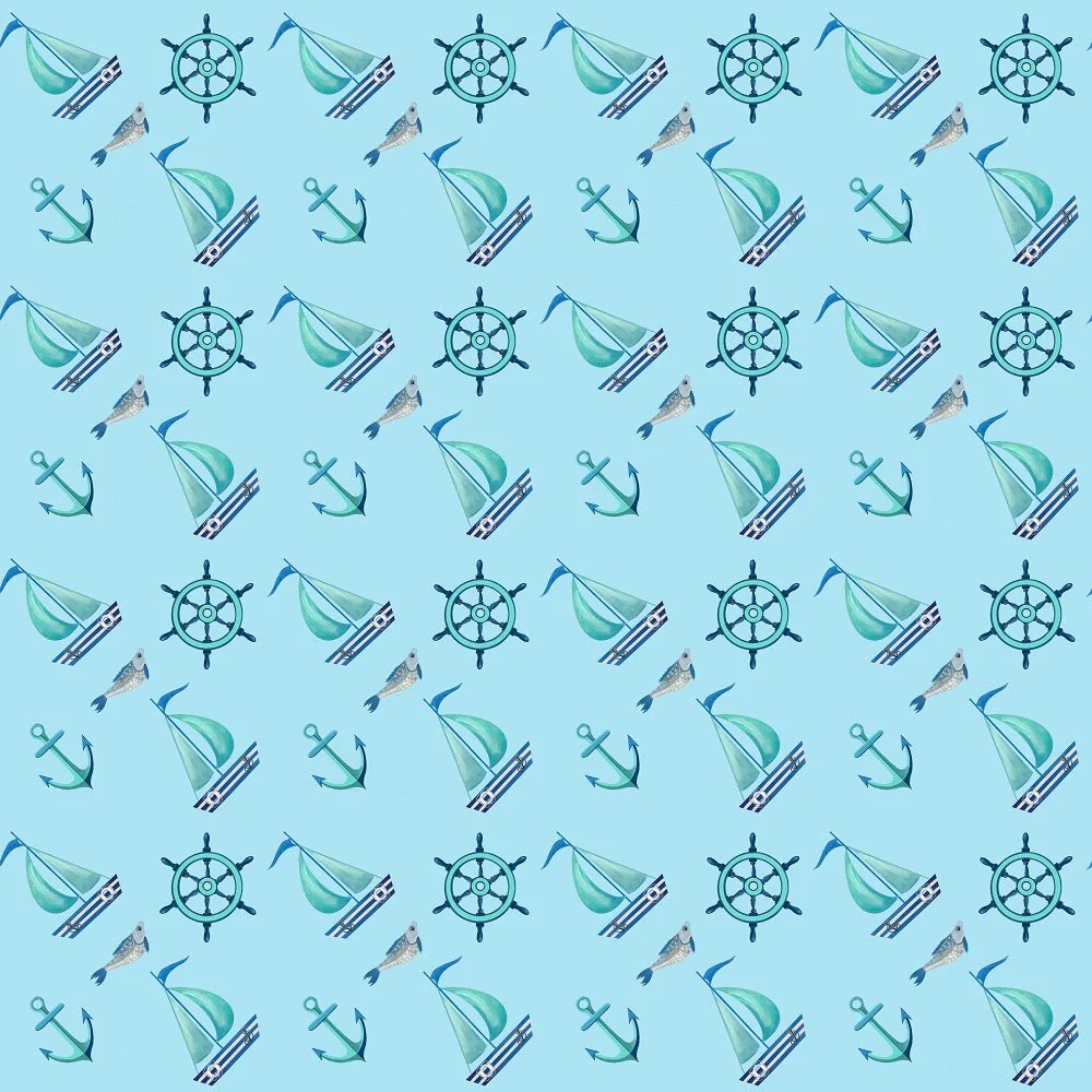 Sea Gnomes Sailboats and Fish Fabric