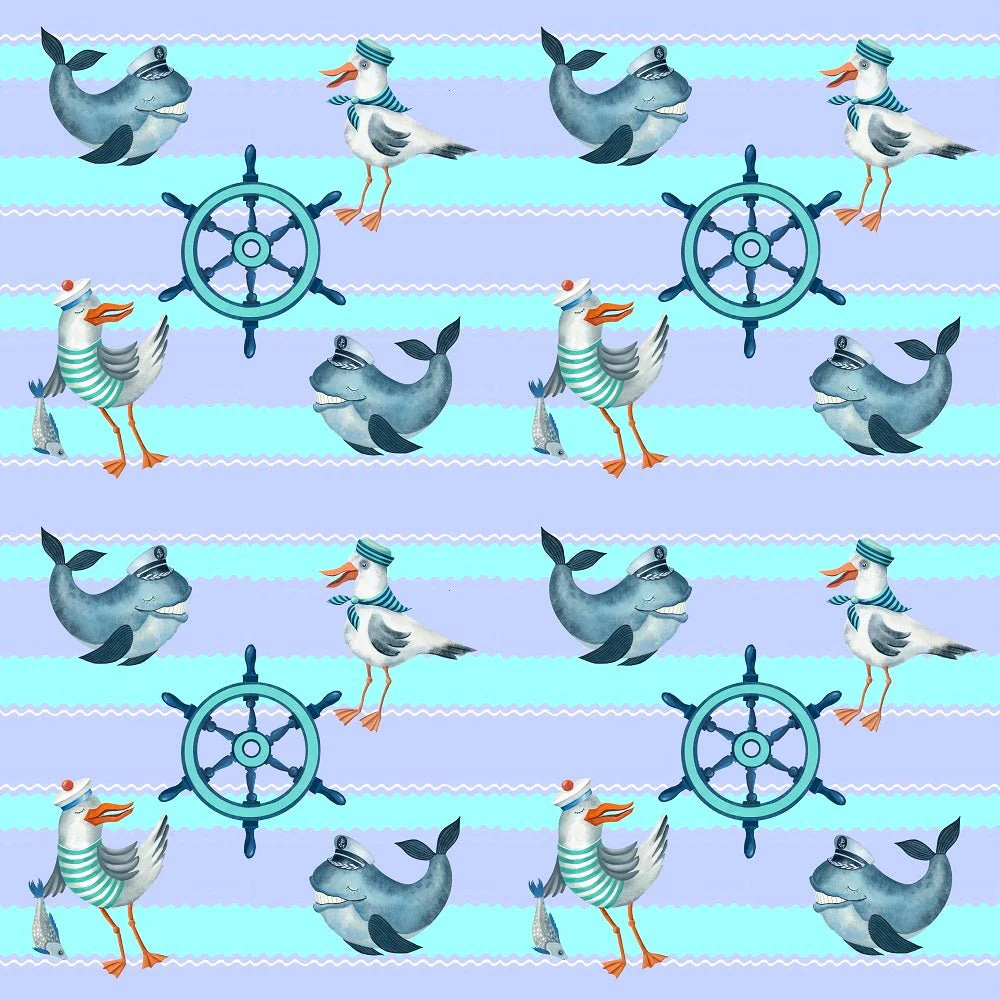 Sea Gnomes Ship Wheels Fabric
