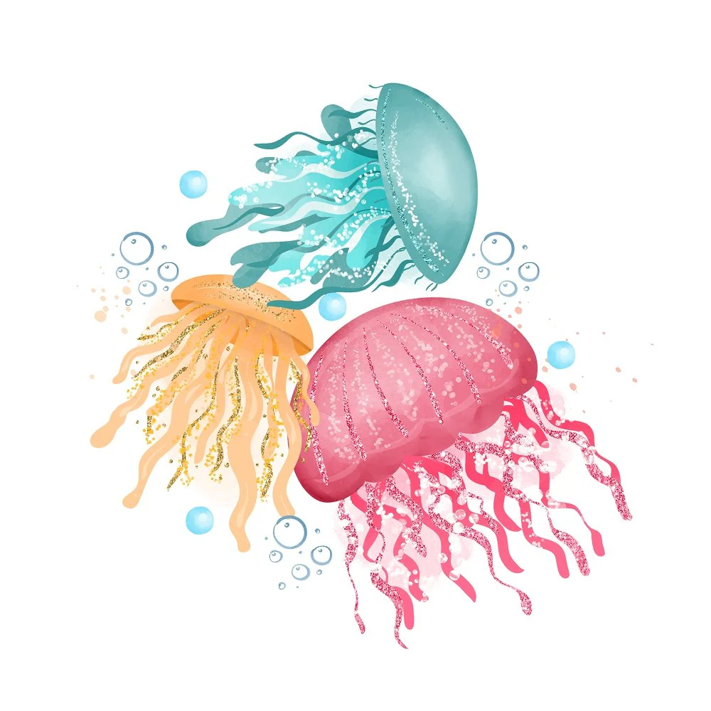 Sea Jellyfish Smack #2 Fabric Panel