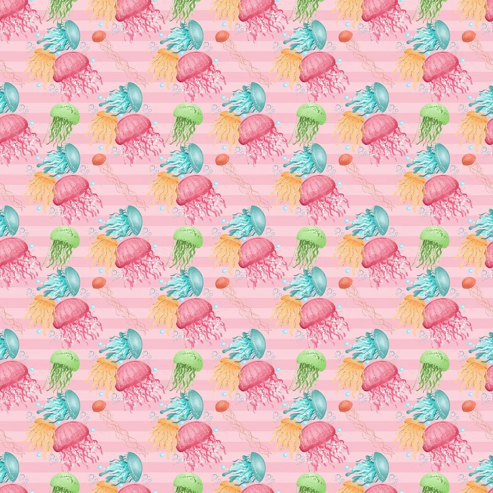 Sea Jellyfish Smack Stripe Fabric - Pink