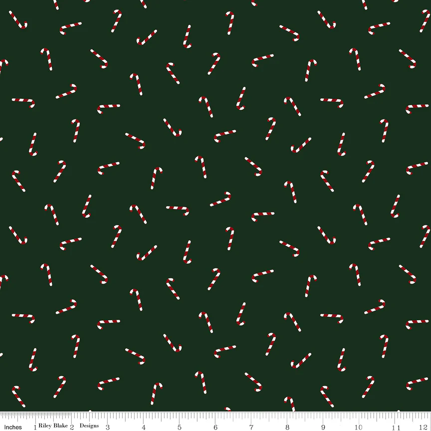 Seasonal Basics Fabric Collection - Candy Canes Green - Image 2