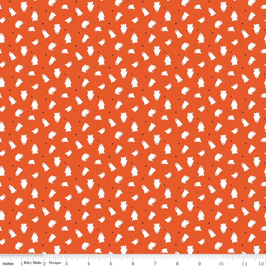 Seasonal Basics Fabric Collection - Ghosts Orange - Image 2