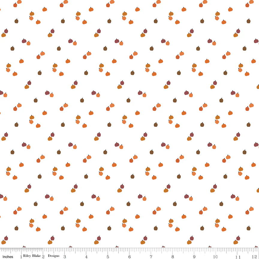Seasonal Basics Fabric Collection - Pumpkins White - Image 2