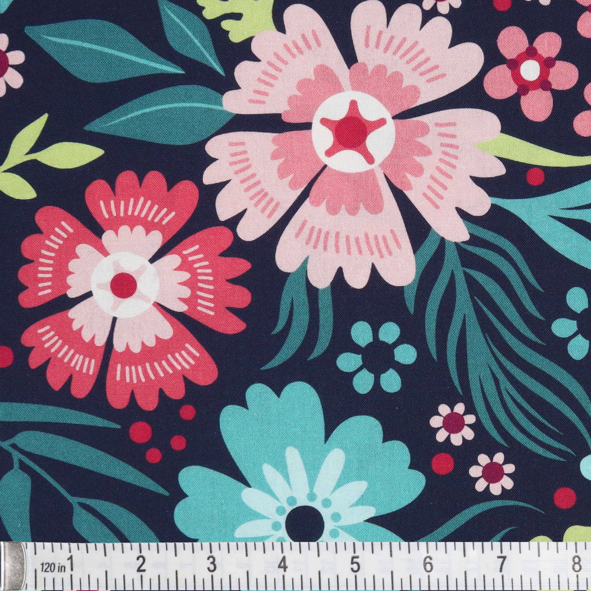 Secret Garden 108" Wide Quilt Backing - Wallflowers Navy - Image 3
