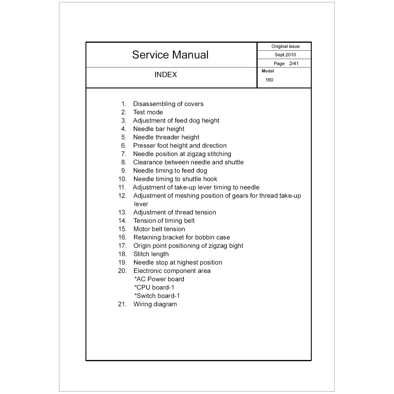 Service Manual, Singer 160 - Image 2