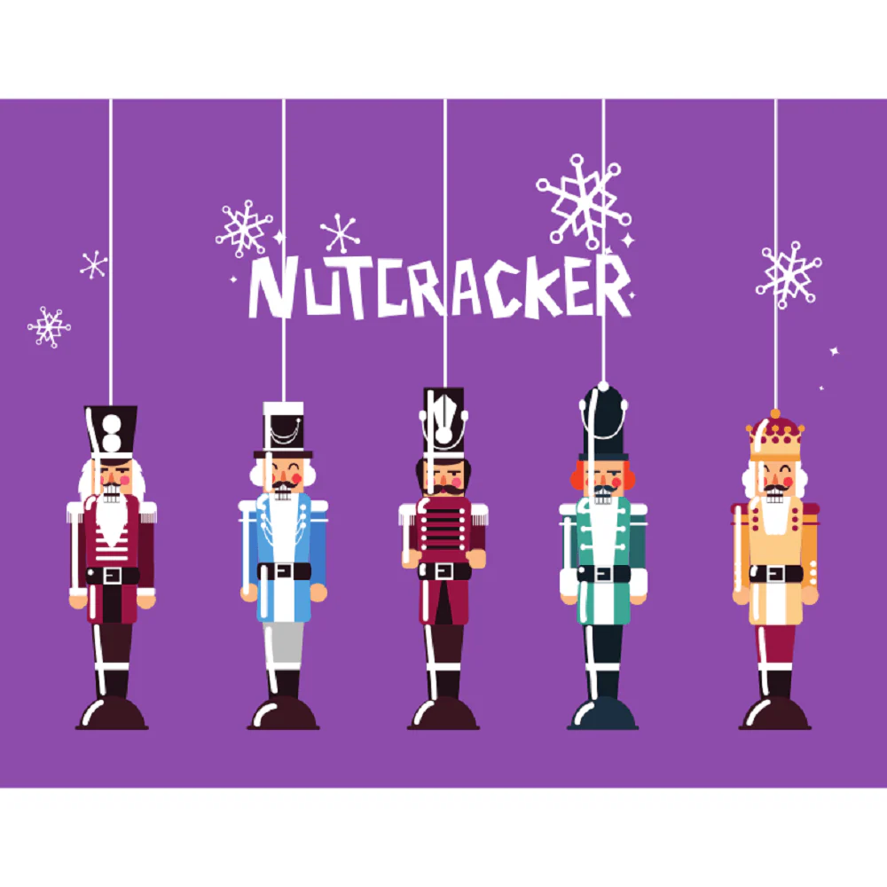 Set Of Nutcrackers Fabric Panel - Purple