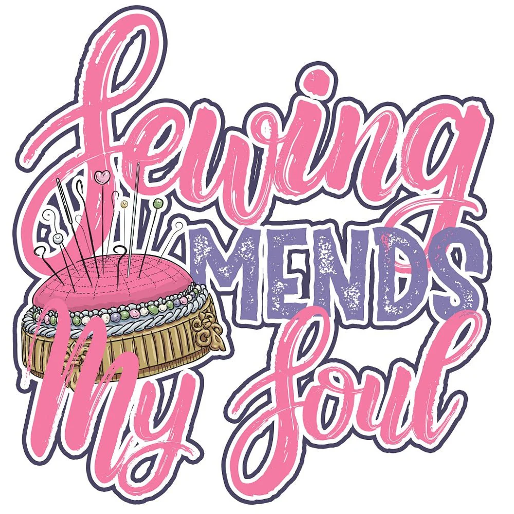 Sewing Mends My Soul Fabric Panel - Pink