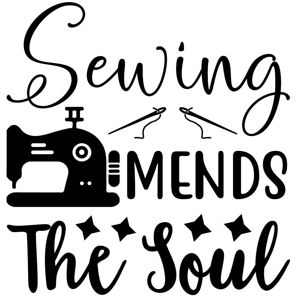 Sewing Mends The Soul Fabric Panel - Black/White