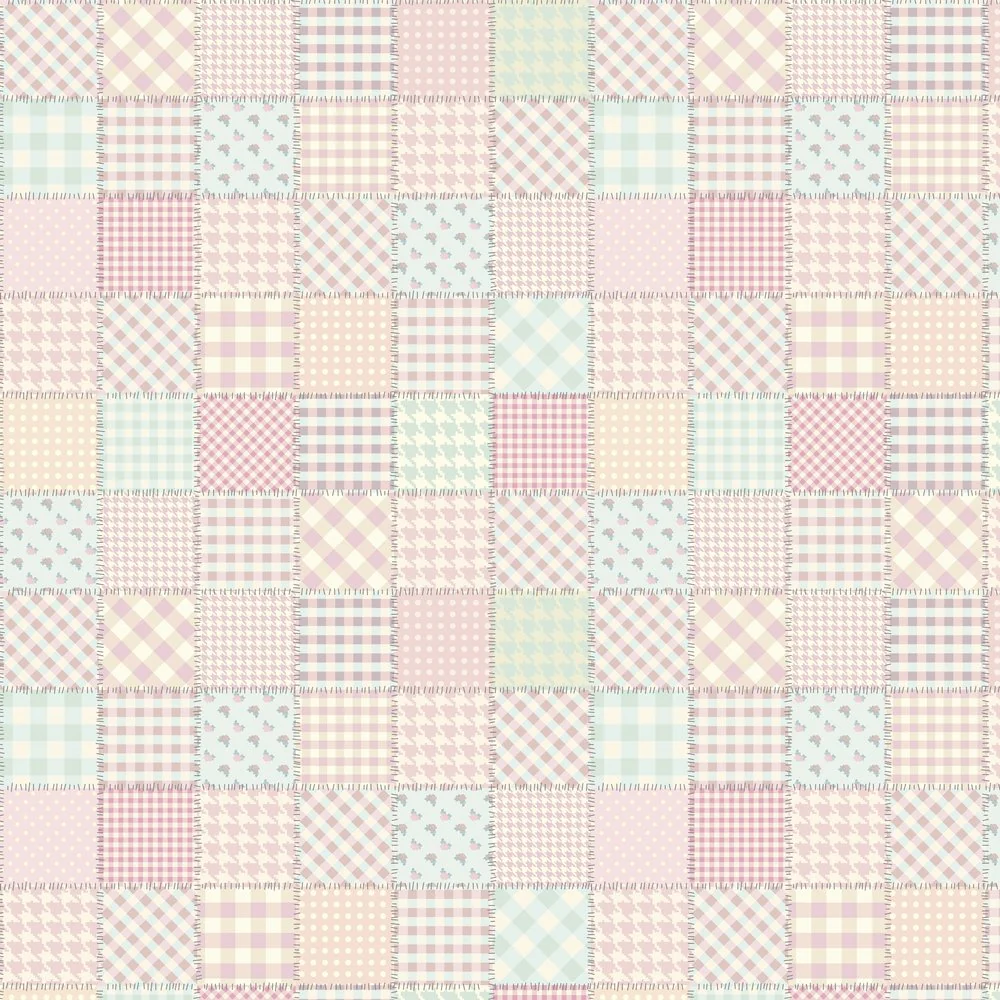 Shabby Chic Patchwork Fabric - Light Pink