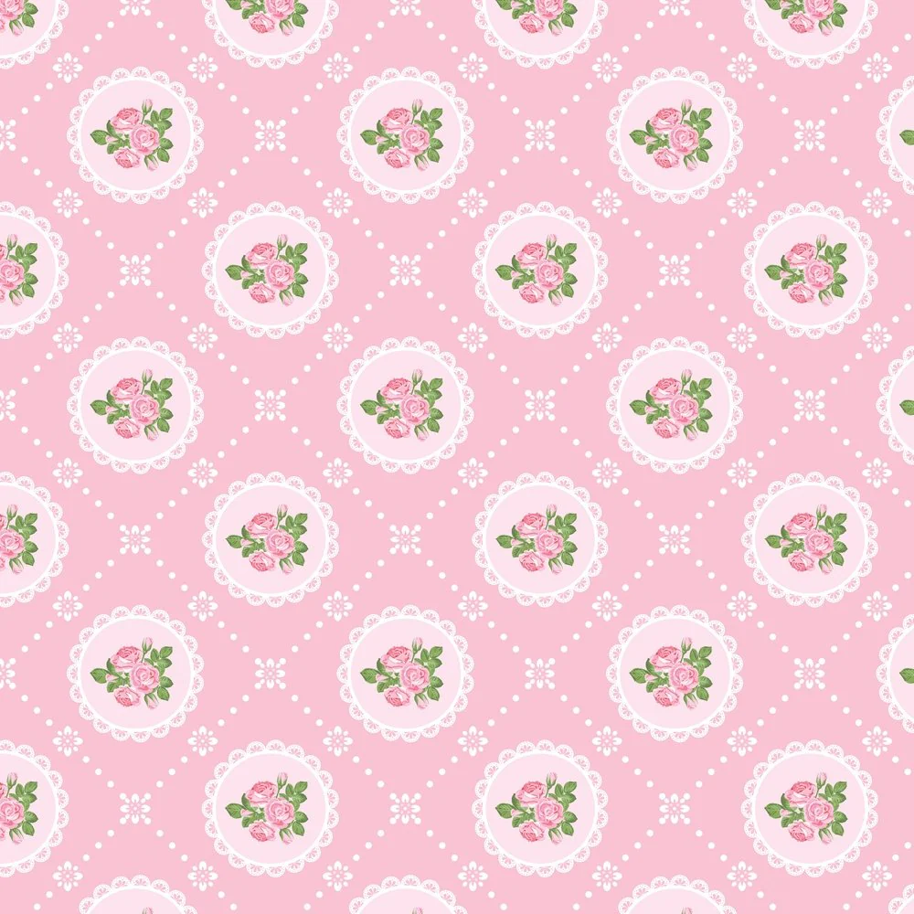 Shabby Chic Rose Fabric - Pink
