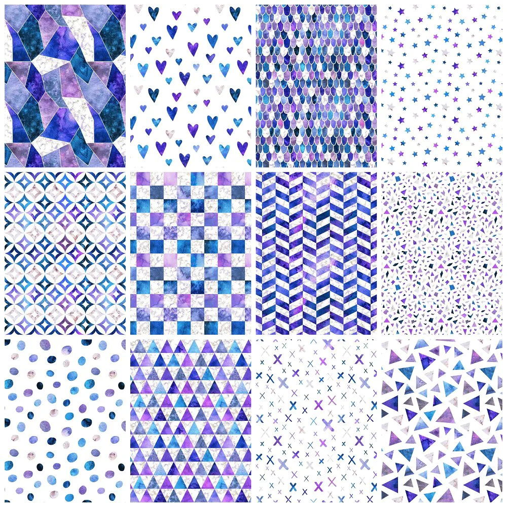 Shapes and Shades of Purple Fat Quarter Bundle - 12 Pieces