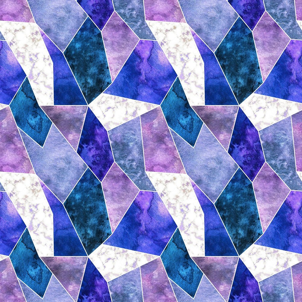 Shapes and Shades of Purple Stained Glass Fabric