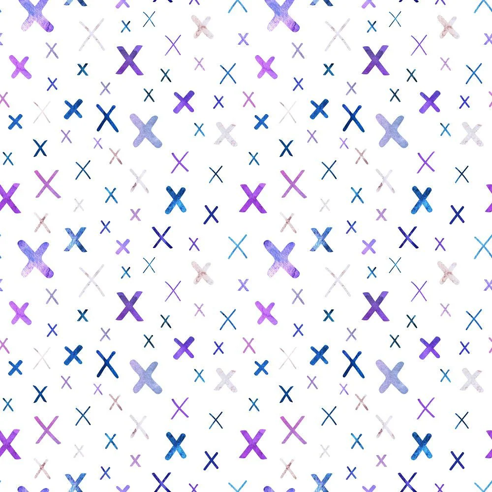 Shapes and Shades of Purple X's Fabric
