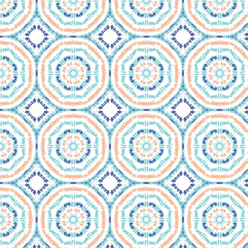 Shibori Sunburst Hexagonal Mandala Fabric - Multi