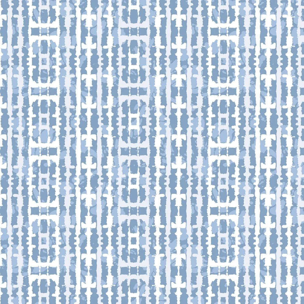 Shibori Vertical Mirrored Stripes Fabric - Light Indigo