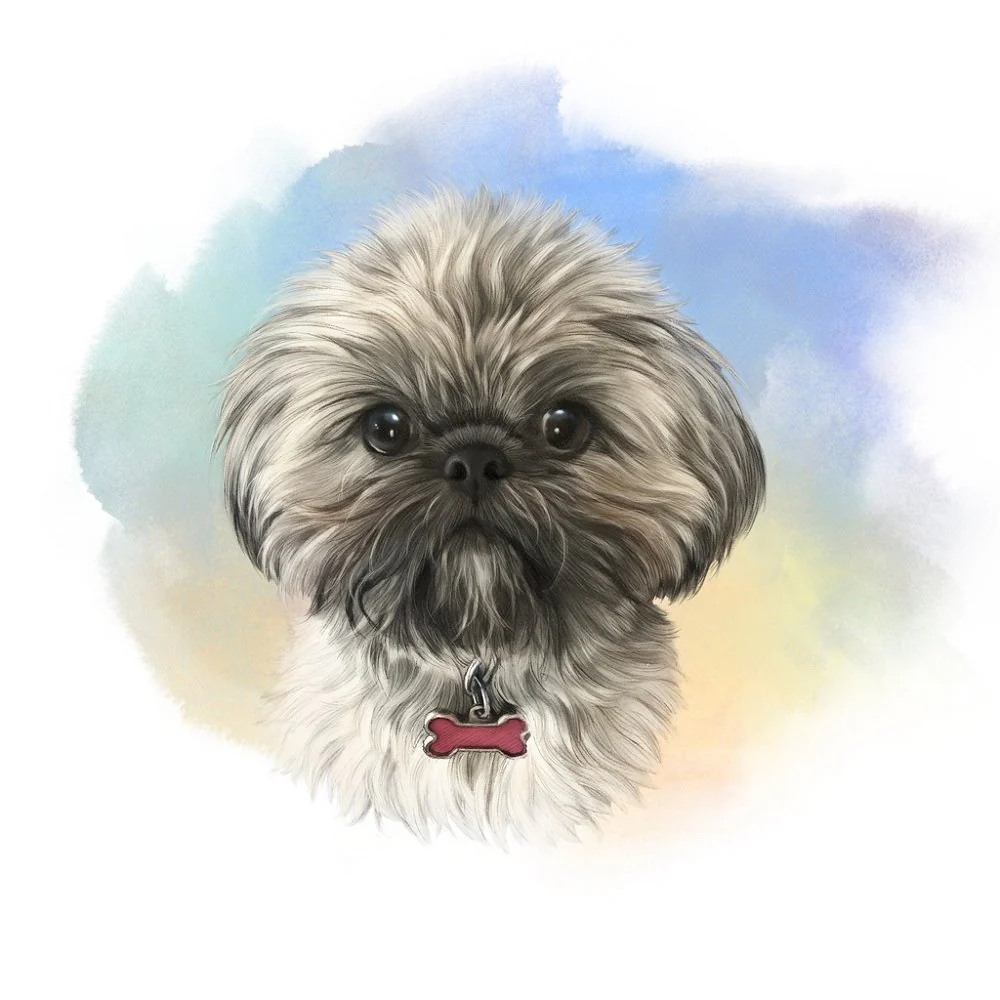 Shih Tzu Portrait Fabric Panel - Multi