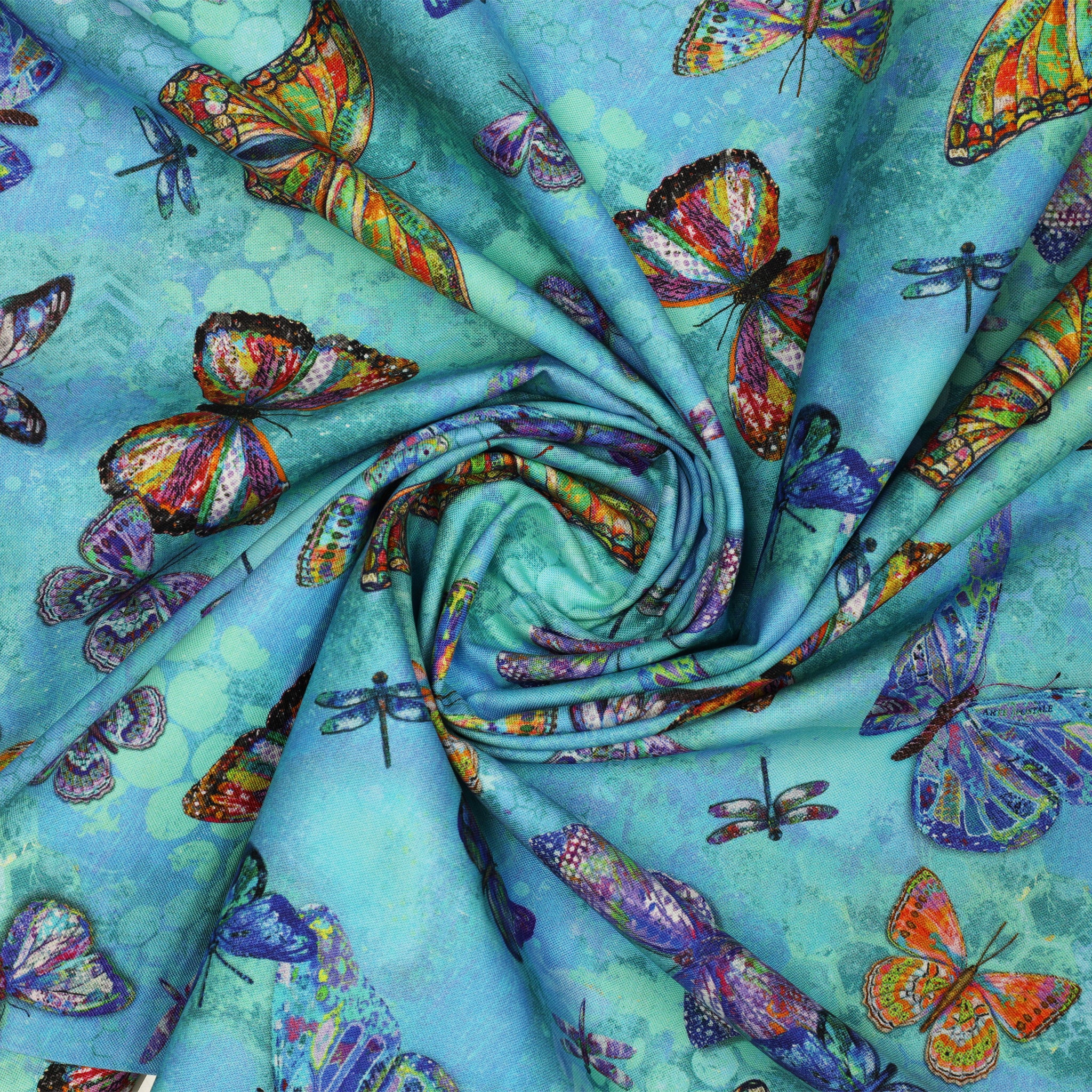 Shine On Fabric Collection - Flutter Turquoise - Image 2